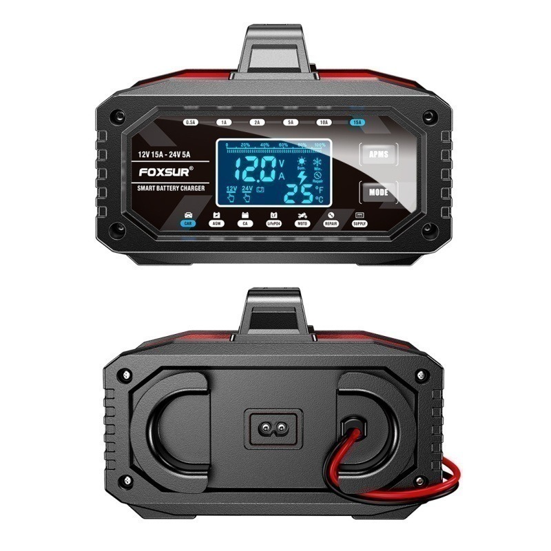 福克斯FAC-150 12V15A /24V5A 汽車電池充電器，鉛酸 鉛鈣 鋰鐵電池 六段電流 檢測 充電 修復 電源-細節圖8