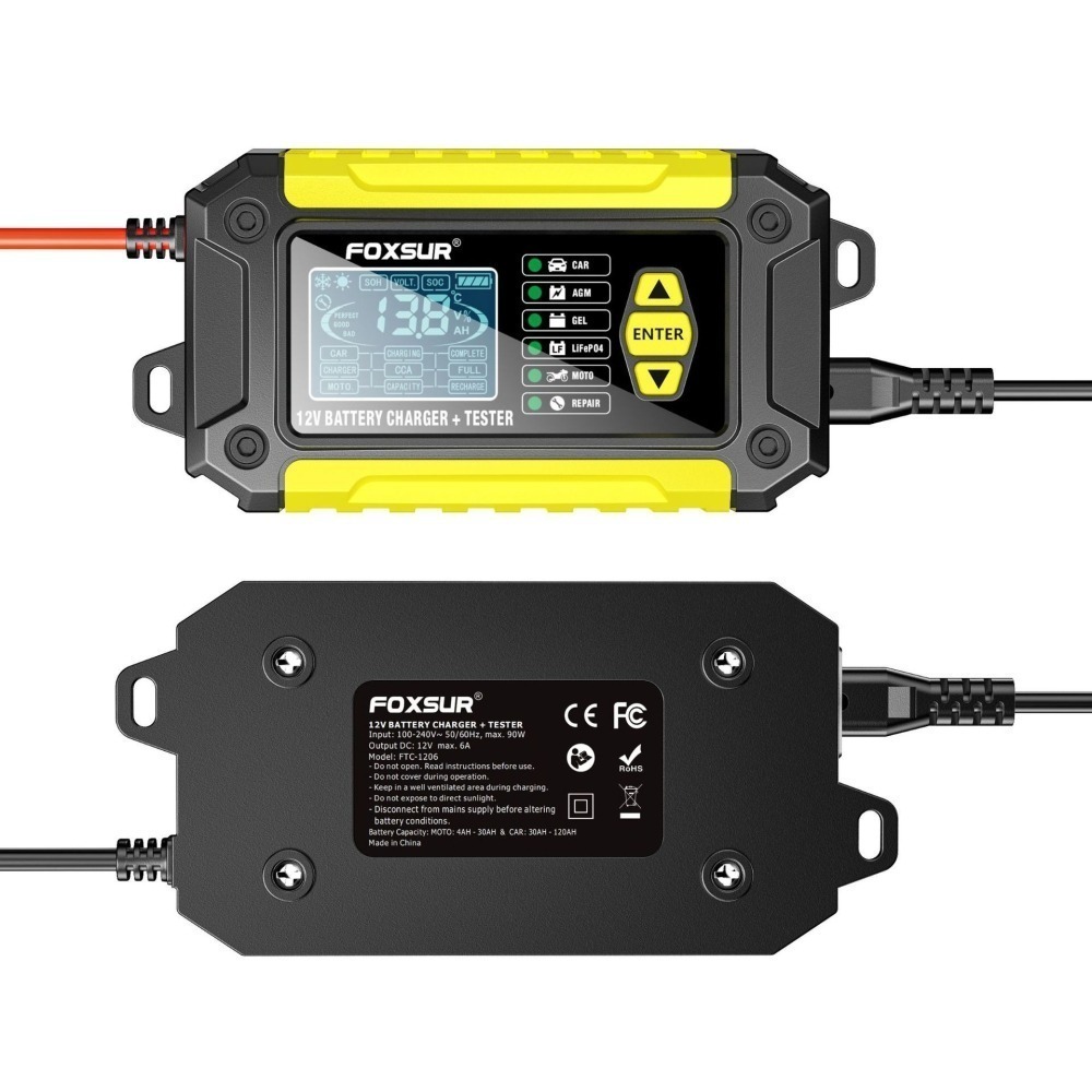 福克斯 FTC-1206 12V 6A 汽車電瓶脈衝充電器 + 電瓶壽命測試器 50 - 995 CCA 二合一-細節圖3