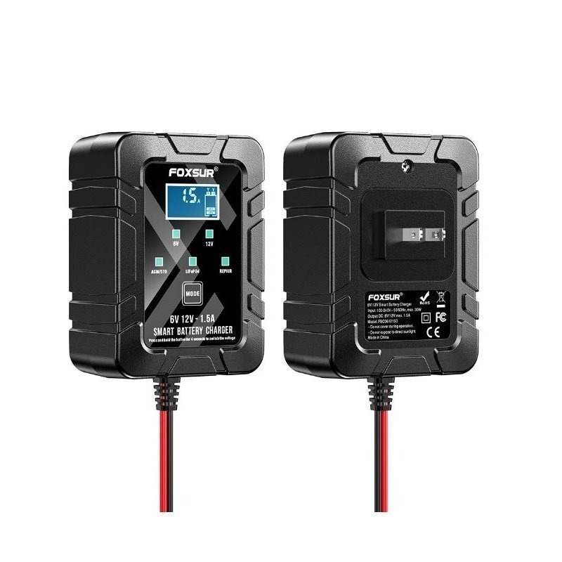 福克斯 FBC-061215 6V/12V 1.5A 機車 NP玩具電瓶充電器 6V /12V 檢測 充電 修復-細節圖4
