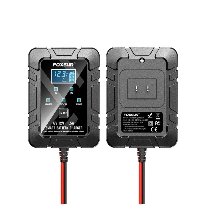 福克斯 FBC-061215 6V/12V 1.5A 機車 NP玩具電瓶充電器 6V /12V 檢測 充電 修復-細節圖7