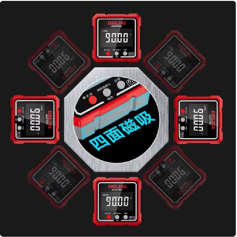 德力西 雷射傾角儀 高精度電子角度測量儀 數顯水平尺 垂直 平面坡度 雙側雷射 鋁和金外框 四面磁吸 鋰電充電款-細節圖3