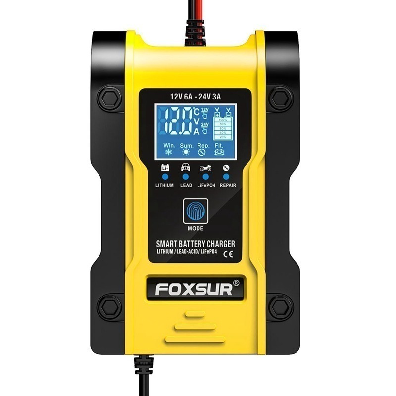 福克斯FBC1224 12V6A / 24V3A 汽車電池充電器，支援 鋰電池、鉛酸、鋰鐵電池，三模電池充電器，一鍵修復-細節圖2