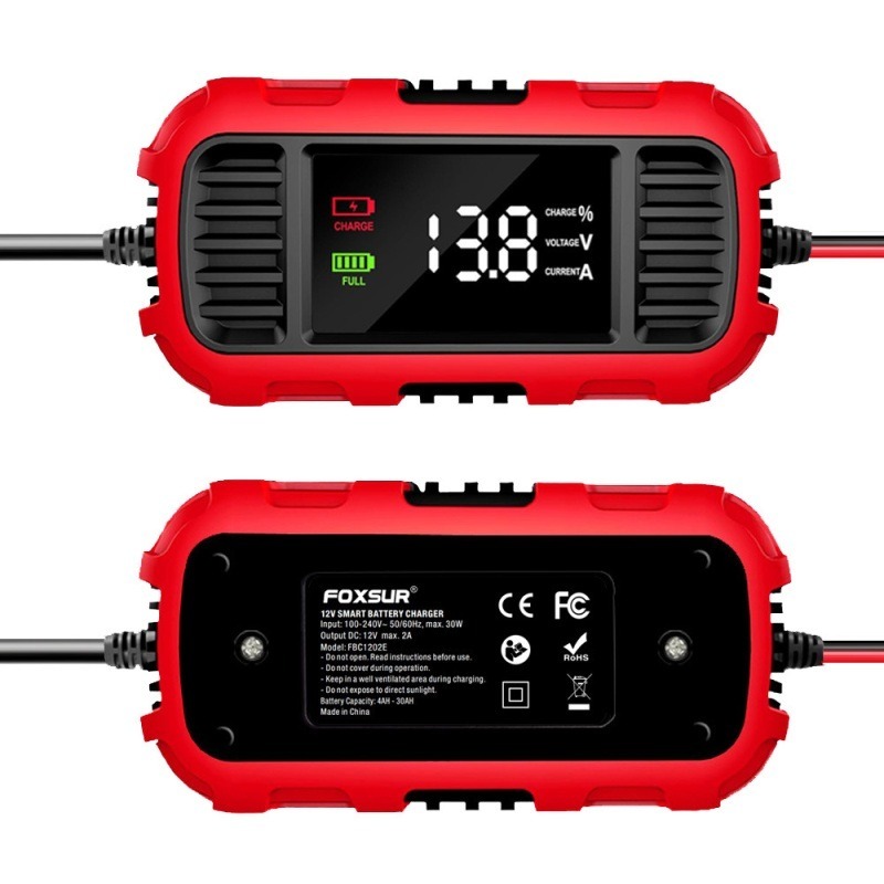 福克斯 FBC-1202E 12V 2A 大螢幕 簡易型　鉛酸機車電池充電器 NP玩具電瓶充電器 具反接及短路保護-細節圖5