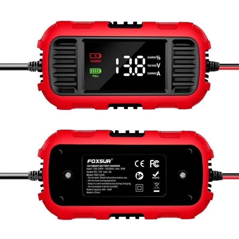 福克斯 FBC-1202E 12V 2A 大螢幕 簡易型　鉛酸機車電池充電器 NP玩具電瓶充電器 具反接及短路保護-細節圖6