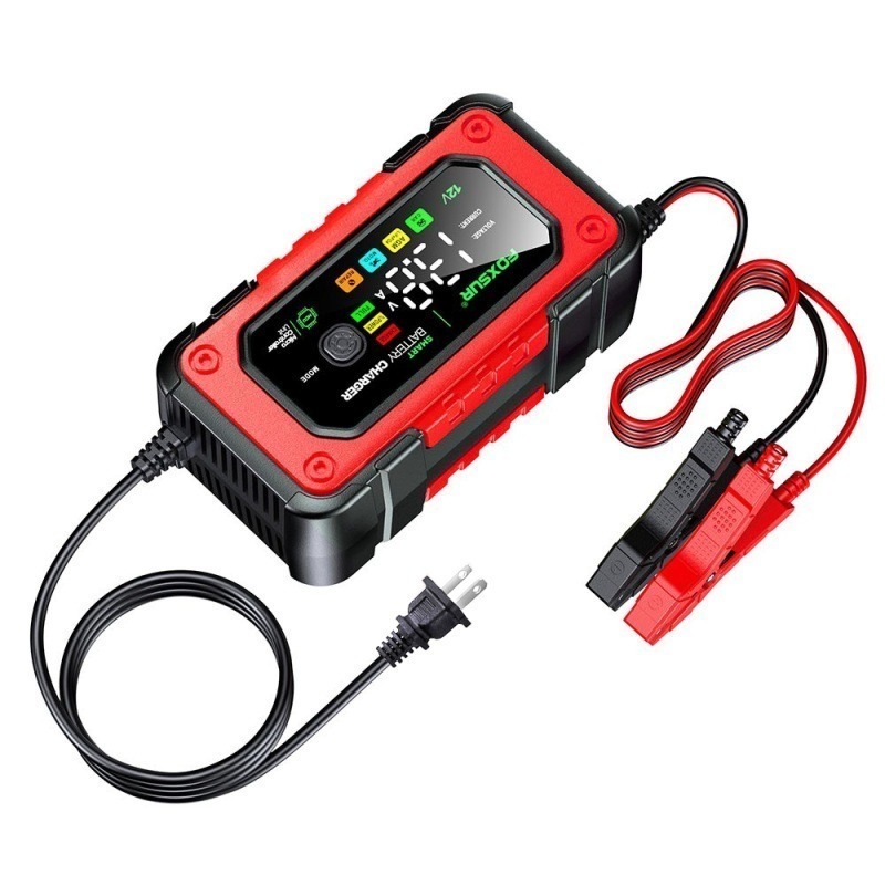 福克斯 FBC-1207 12V 7A入門型汽車電池充電器，雙模支援鉛酸 鋰鐵電池 全彩LCD 大螢幕 檢測 充電 修復-細節圖6