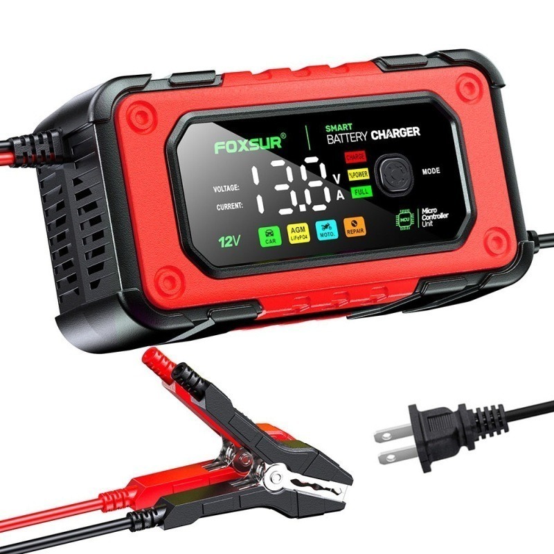 福克斯 FBC-1207 12V 7A入門型汽車電池充電器，雙模支援鉛酸 鋰鐵電池 全彩LCD 大螢幕 檢測 充電 修復-細節圖7