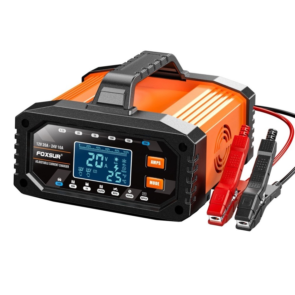 福克斯FAC-200 12V20A /24V10A 汽車電池充電器，鉛酸 鉛鈣 鋰鐵電池 六段電流 檢測 充電 修復-細節圖4