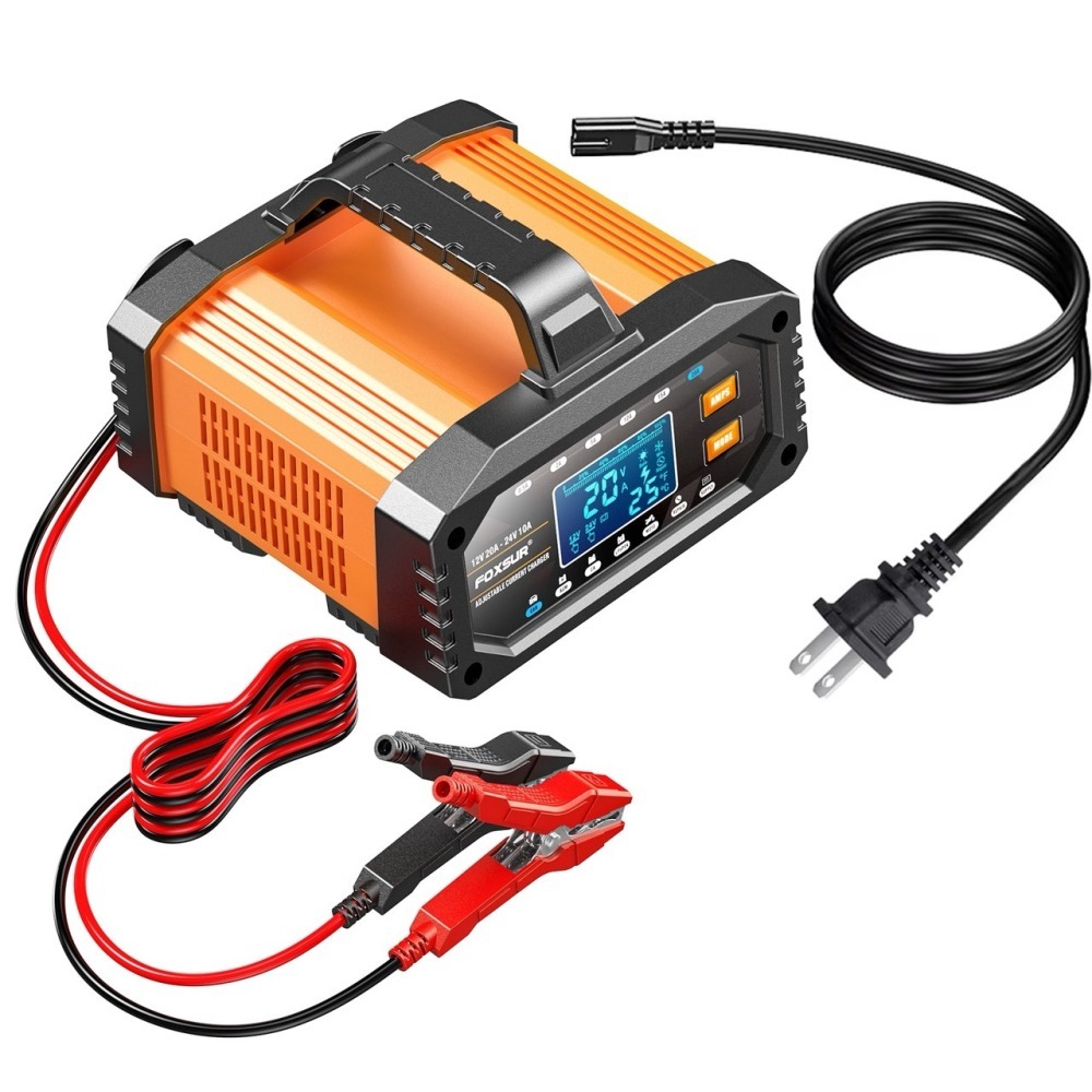 福克斯FAC-200 12V20A /24V10A 汽車電池充電器，鉛酸 鉛鈣 鋰鐵電池 六段電流 檢測 充電 修復-細節圖6