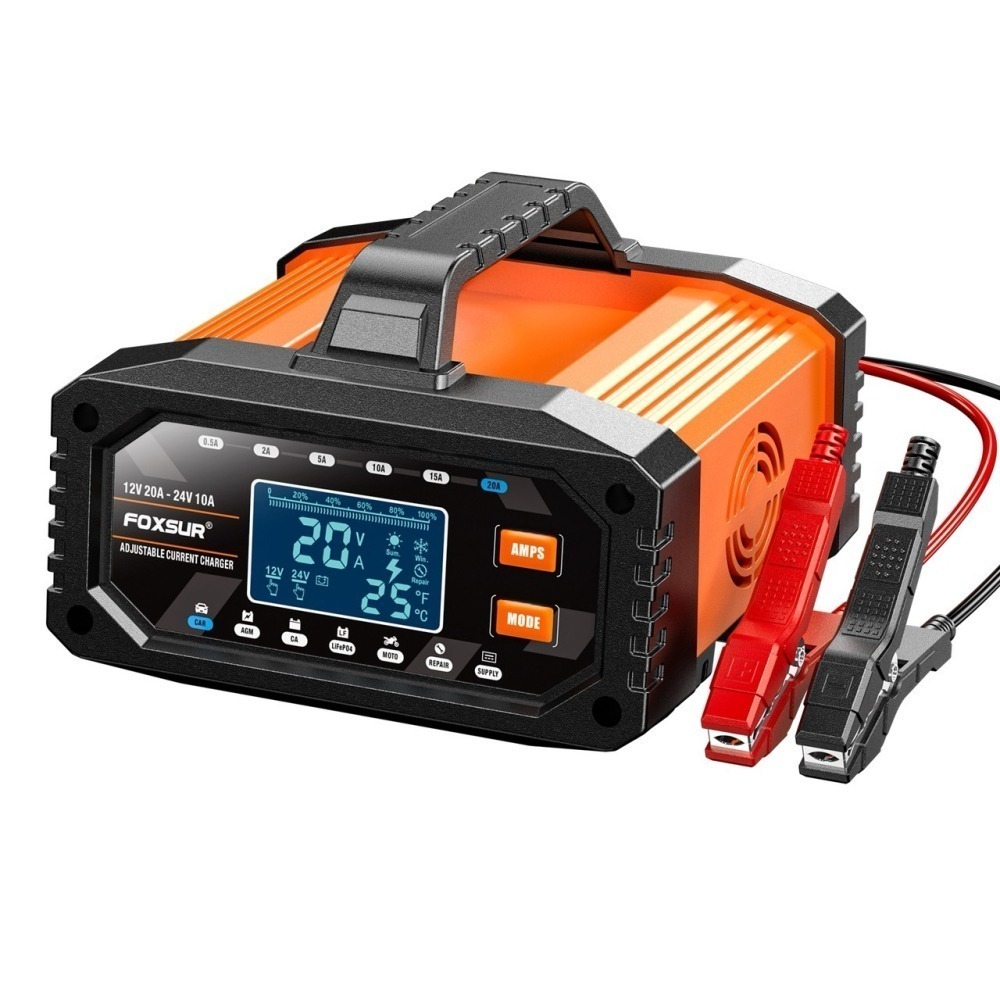 福克斯FAC-200 12V20A /24V10A 汽車電池充電器，鉛酸 鉛鈣 鋰鐵電池 六段電流 檢測 充電 修復-細節圖5