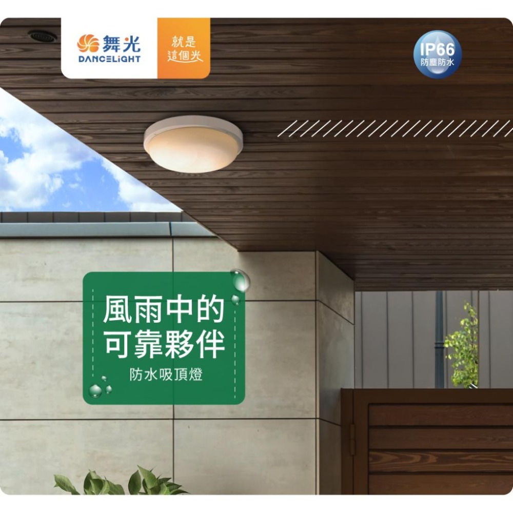 【舞光】16w戶外防水吸頂燈~戶外~浴室~陽台~高流明~IP66防水等級~安裝快速又簡單！全電壓~桃園八德實體倉庫-細節圖2