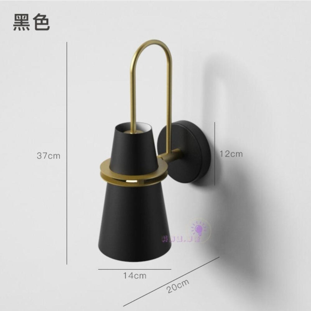 黑色質感壁燈～e27燈頭壁燈～B045-1－爵士壁燈-細節圖3