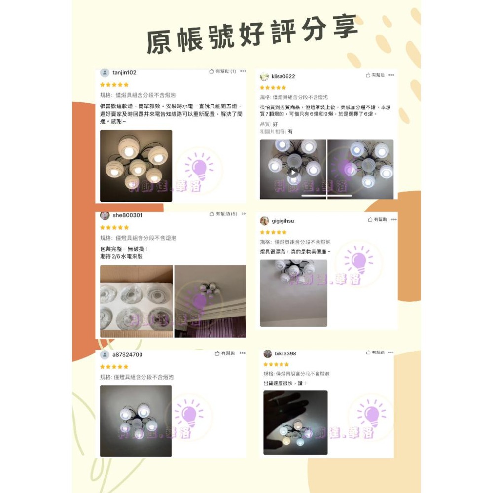 5-7坪使用,5+1頭半吸頂燈,美歐式半吸頂燈,6顆E27可以超級亮!6036-5+1-細節圖7