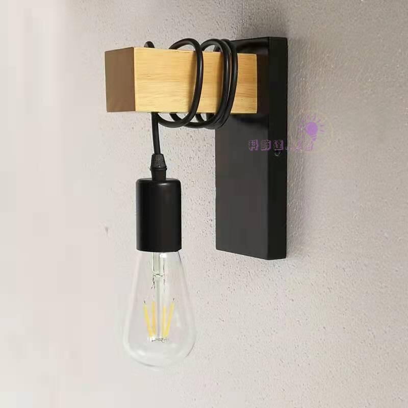 美式壁燈～粗木藝壁燈～方形底盤~.loft-pp24-細節圖5