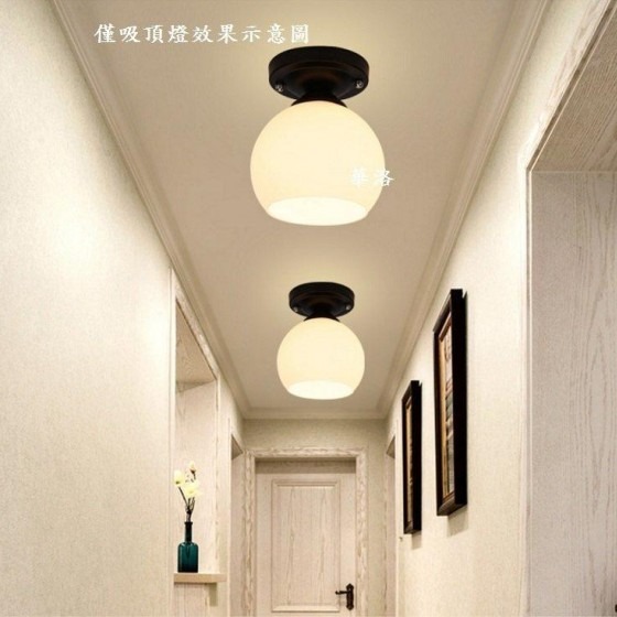 歐式溫馨大玻璃單頭吸頂燈,簡單最好配走道燈C5015-1-細節圖2