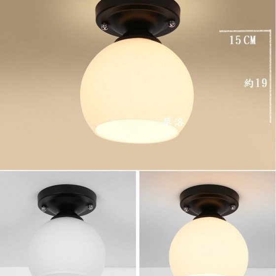 歐式溫馨大玻璃單頭吸頂燈,簡單最好配走道燈C5015-1-細節圖3