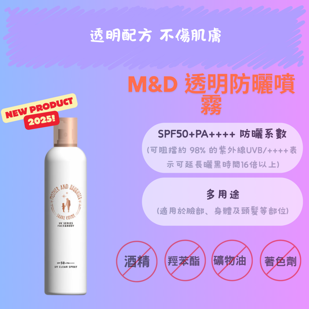 【Mother & Daughter】日本製 透明系 防曬棒 噴霧 SPF50+ PA++++ 無香料・低敏-細節圖4