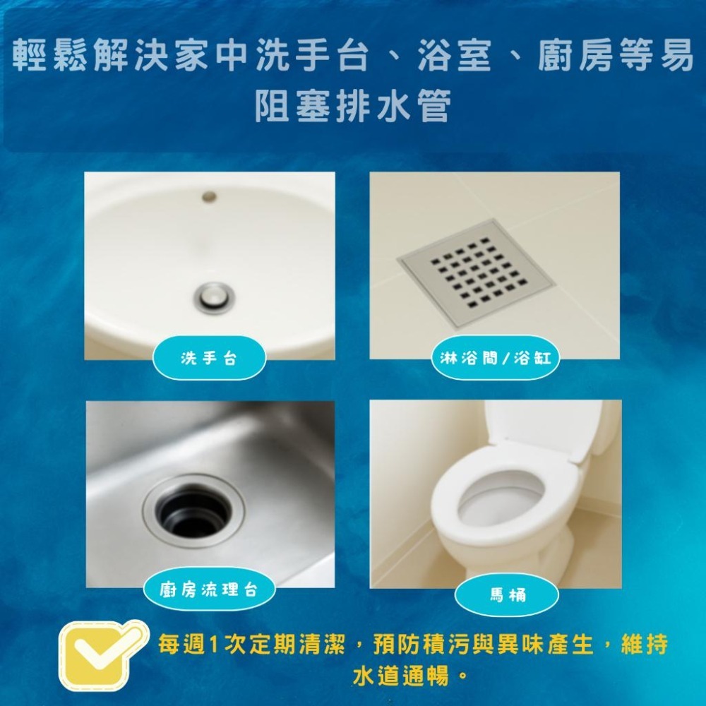 【日本紀陽】排水管頭髮溶解清潔劑｜強效分解毛髮油垢｜水管疏通・除臭抗菌 排水管清潔 水管疏通 毛髮溶解 排水孔 通水管粉-細節圖4