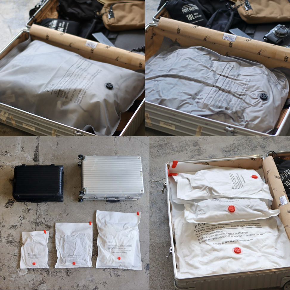 【日本 POST GENERAL】(2入) 旅行 壓縮收納袋 真空袋 (免工具) 手捲 3倍厚牛津布 耐用防塵 防偷窺-細節圖7