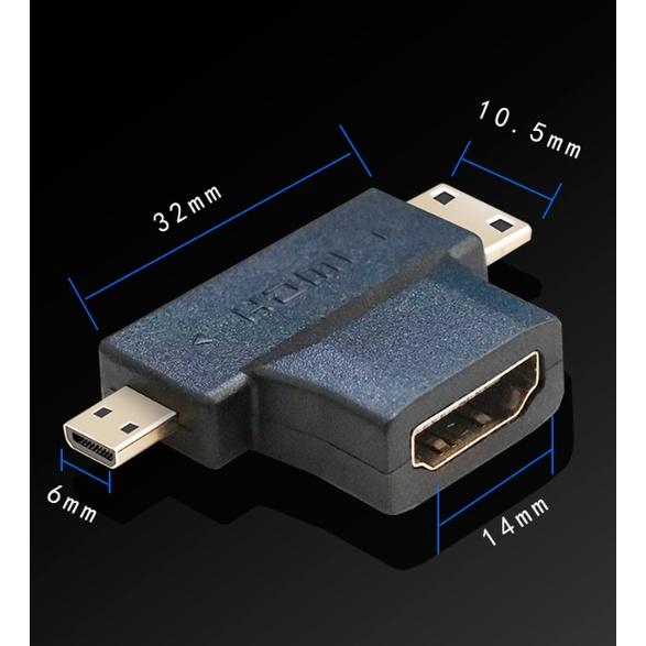Micro hdmi轉HDMI轉接頭 三頭 微型HDMI 迷你HDMI 連接 平板電腦 轉接頭-細節圖2