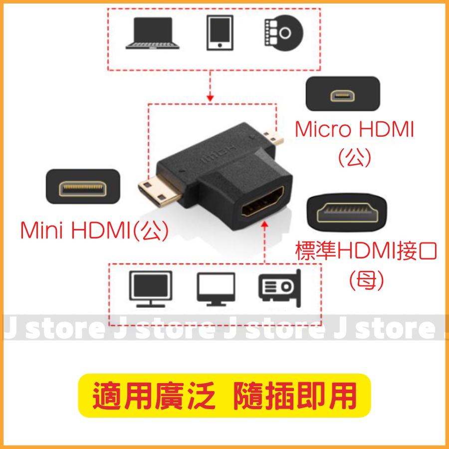 Micro hdmi轉HDMI轉接頭 三頭 微型HDMI 迷你HDMI 連接 平板電腦 轉接頭-細節圖3