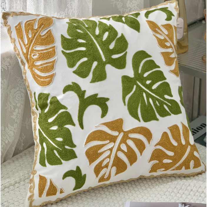 【LaMaison家居】熱銷美加歐洲跨境各國 ins風帆布毛巾繡抱枕套 民族花卉圖騰刺繡家居沙發抱枕套  (不含芯)-細節圖7