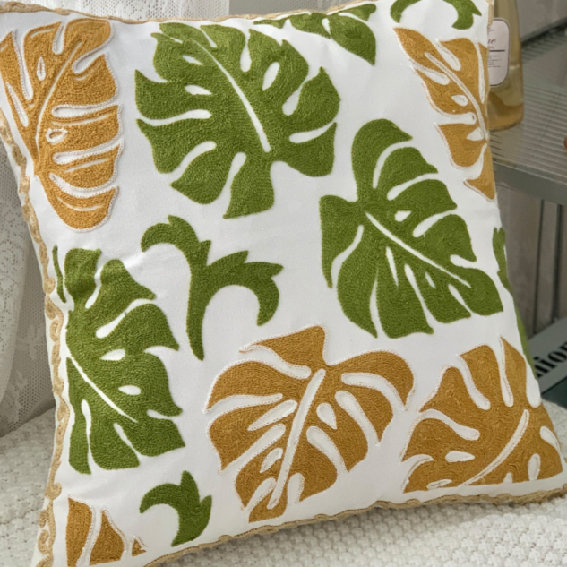 【LaMaison家居】熱銷美加歐洲跨境各國 ins風帆布毛巾繡抱枕套 民族花卉圖騰刺繡家居沙發抱枕套  (不含芯)-規格圖9