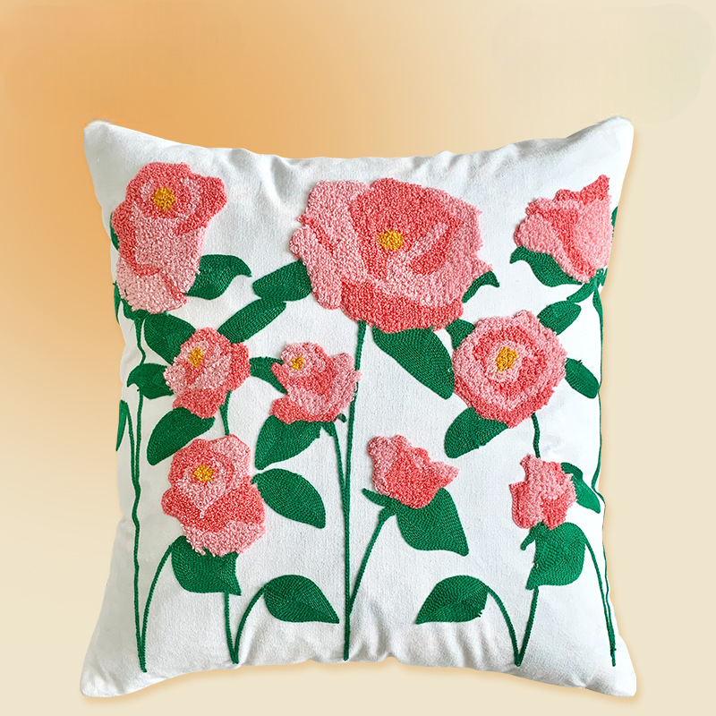 【LaMaison家居】熱銷美加歐洲跨境各國 ins風毛巾繡抱枕套 法式田園鄉村花卉刺繡家居沙發抱枕套  (不含芯)-規格圖10