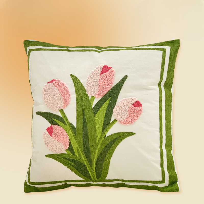 【LaMaison家居】熱銷美加歐洲跨境各國 ins風毛巾繡抱枕套 法式田園鄉村花卉刺繡家居沙發抱枕套  (不含芯)-規格圖10