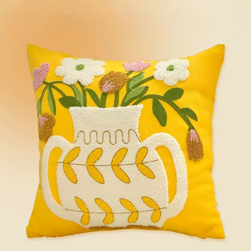 【LaMaison家居】熱銷美加歐洲跨境各國 ins風毛巾繡抱枕套 香榭大道園藝花卉刺繡家居沙發抱枕套  (不含芯)-細節圖6