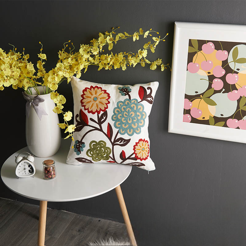 【LaMaison家居】熱銷美加歐洲跨境各國 ins風毛巾繡抱枕套 香榭大道園藝花卉刺繡家居沙發抱枕套  (不含芯)-規格圖8