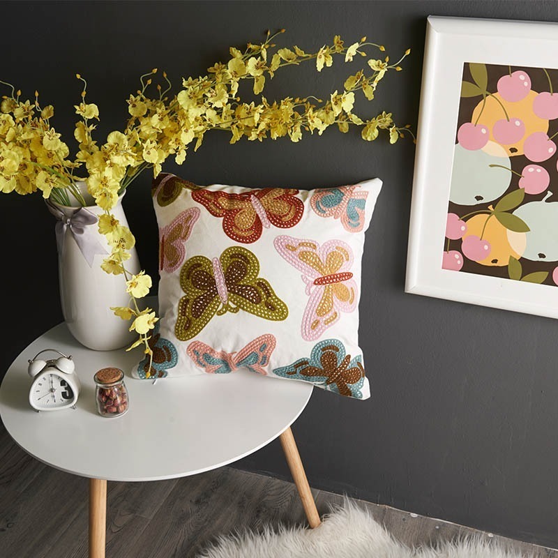 【LaMaison家居】熱銷美加歐洲跨境各國 ins風毛巾繡抱枕套 香榭大道園藝花卉刺繡家居沙發抱枕套  (不含芯)-規格圖8