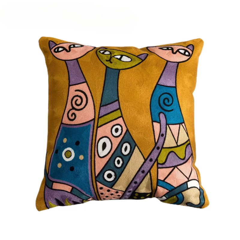 【LaMaison家居】熱銷美加歐洲跨境各國 ins風帆布毛巾繡抱枕套 印加壁畫風格家居沙發抱枕套  (不含芯)-規格圖9