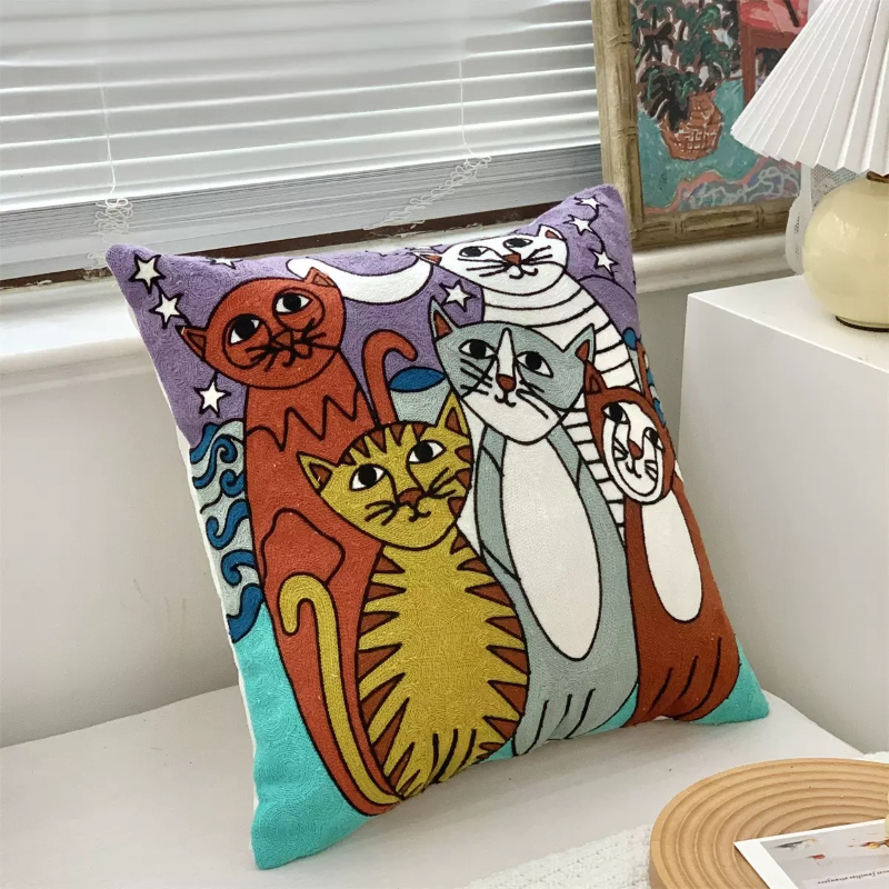 【LaMaison家居】熱銷美加歐洲跨境各國 ins風帆布毛巾繡抱枕套 印加壁畫風格家居沙發抱枕套  (不含芯)-規格圖9