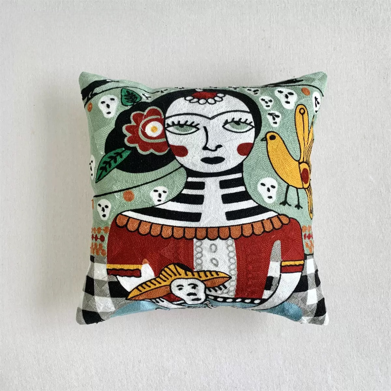 【LaMaison家居】熱銷美加歐洲跨境各國 ins風帆布毛巾繡抱枕套 抽象藝術家居沙發抱枕套  (不含芯)-規格圖6