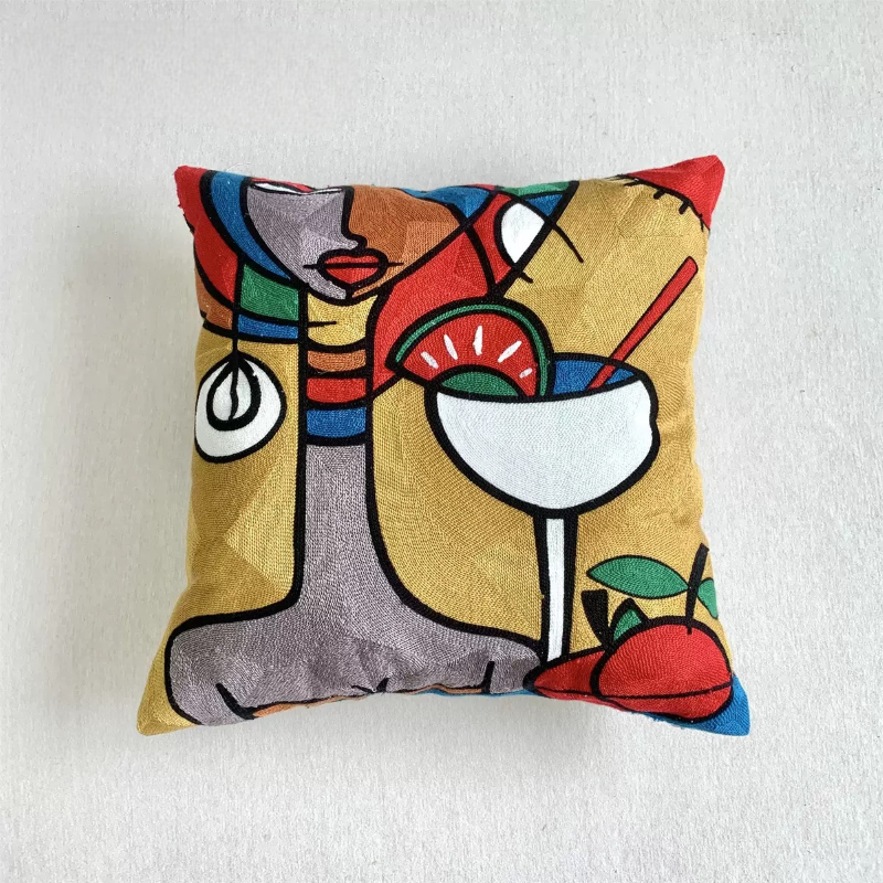 【LaMaison家居】熱銷美加歐洲跨境各國 ins風帆布毛巾繡抱枕套 抽象藝術家居沙發抱枕套  (不含芯)-規格圖6