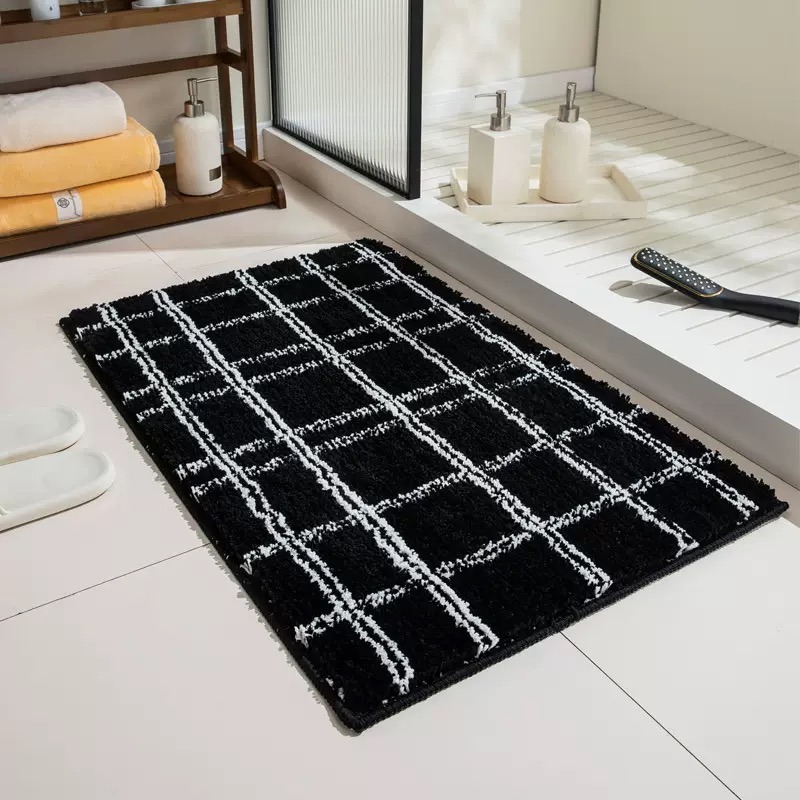 【LaMaison家居】棋盤格紋質感系仿真植絨地墊地毯 廁所浴室玄關臥室強力吸水防滑腳踏墊-規格圖10