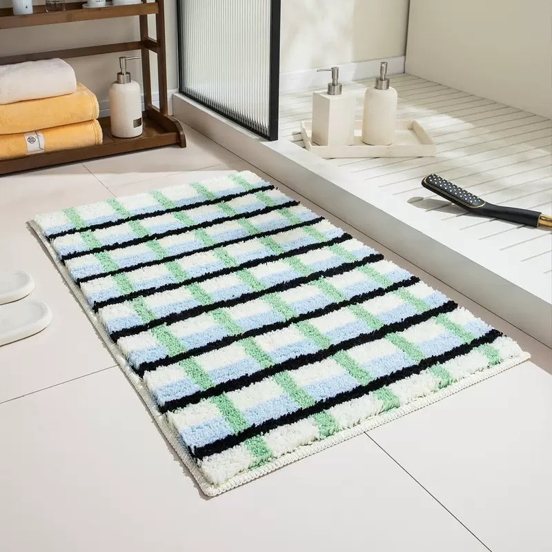 【LaMaison家居】棋盤格紋質感系仿真植絨地墊地毯 廁所浴室玄關臥室強力吸水防滑腳踏墊-規格圖10