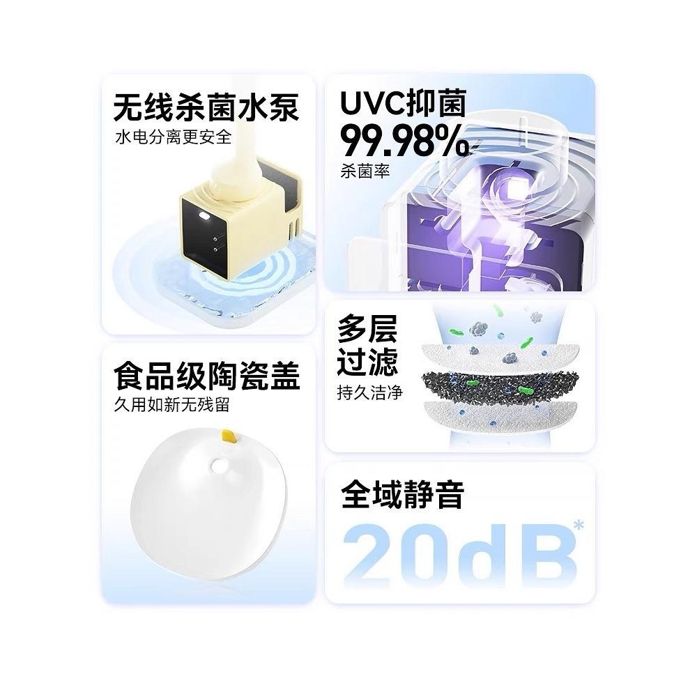 【 最低價‼️ 】Homerunpet 霍曼 Pro 三代 寵物飲水機 殺菌版 升級版 瓷蓋UVC殺菌 無線殺菌水泵-細節圖4