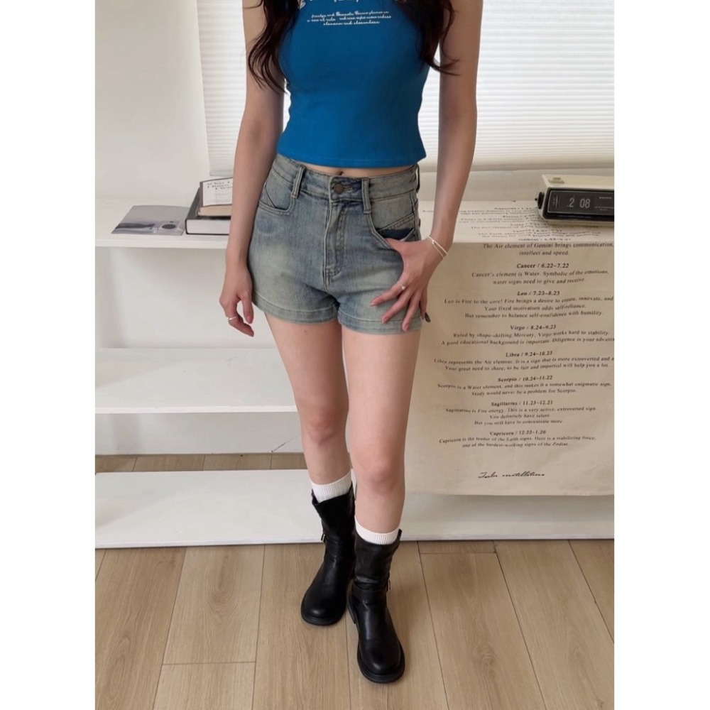 bunny_stall 奔放仲夏💙簡約有型的彈力牛仔短褲/S-XL-細節圖4