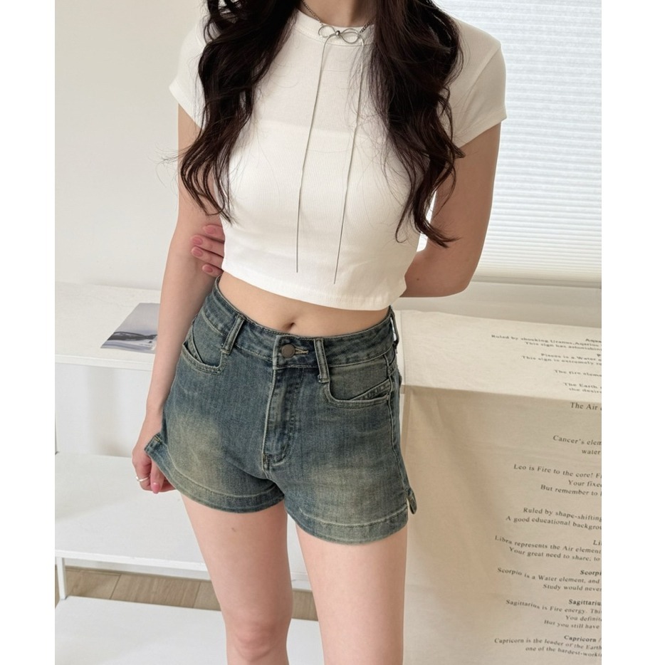 bunny_stall 奔放仲夏💙簡約有型的彈力牛仔短褲/S-XL-規格圖7