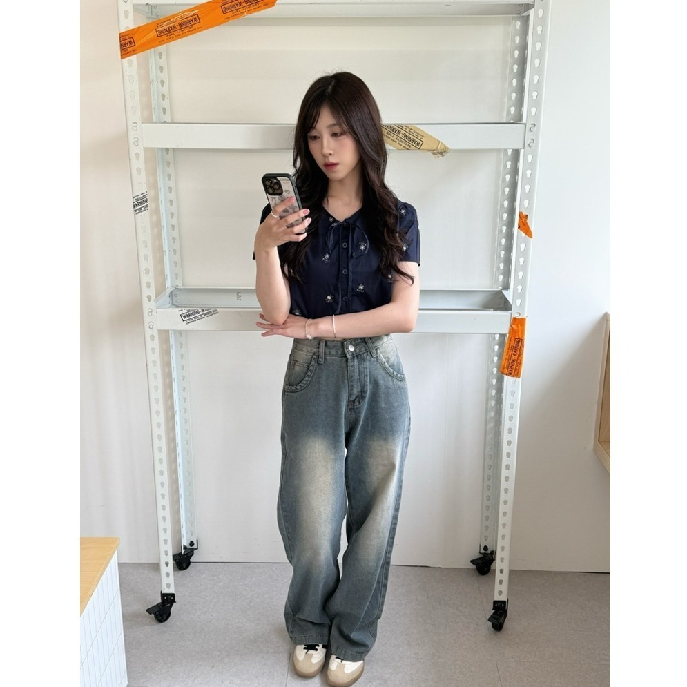 bunny_stall (現貨)每天穿不膩的柔軟美式復古刷色牛仔長褲/S-L-細節圖3