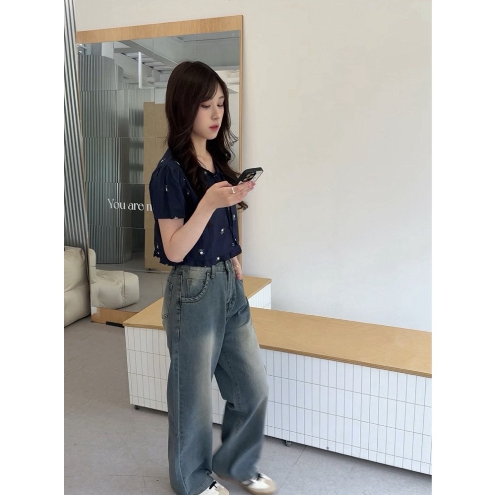 bunny_stall (現貨)每天穿不膩的柔軟美式復古刷色牛仔長褲/S-L-細節圖4