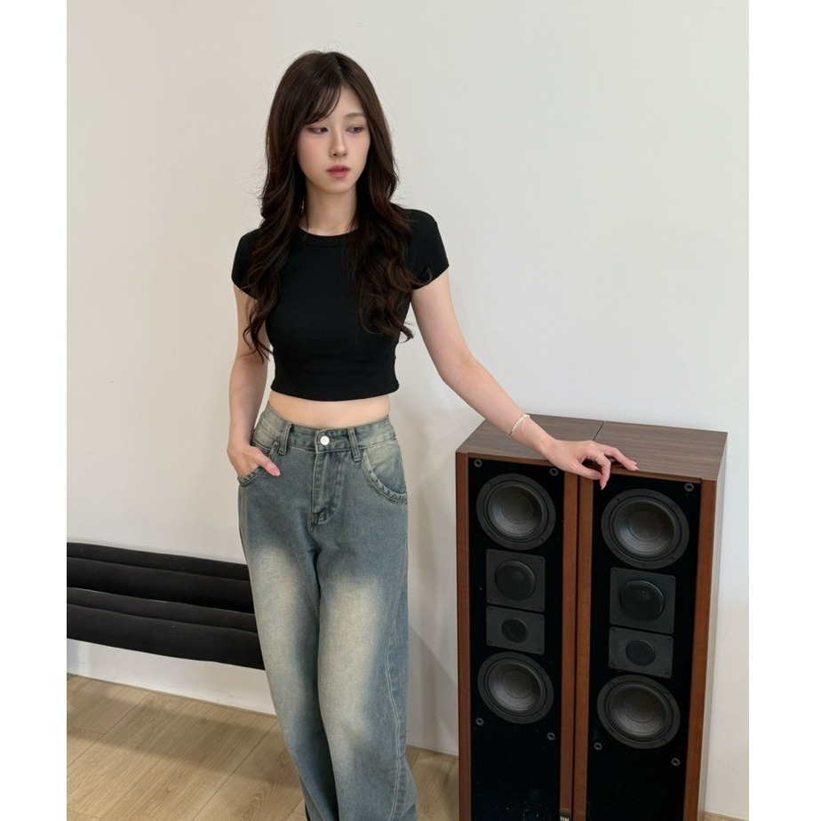 bunny_stall (現貨)每天穿不膩的柔軟美式復古刷色牛仔長褲/S-L-細節圖5