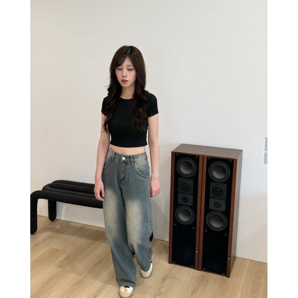 bunny_stall (現貨)每天穿不膩的柔軟美式復古刷色牛仔長褲/S-L-細節圖6