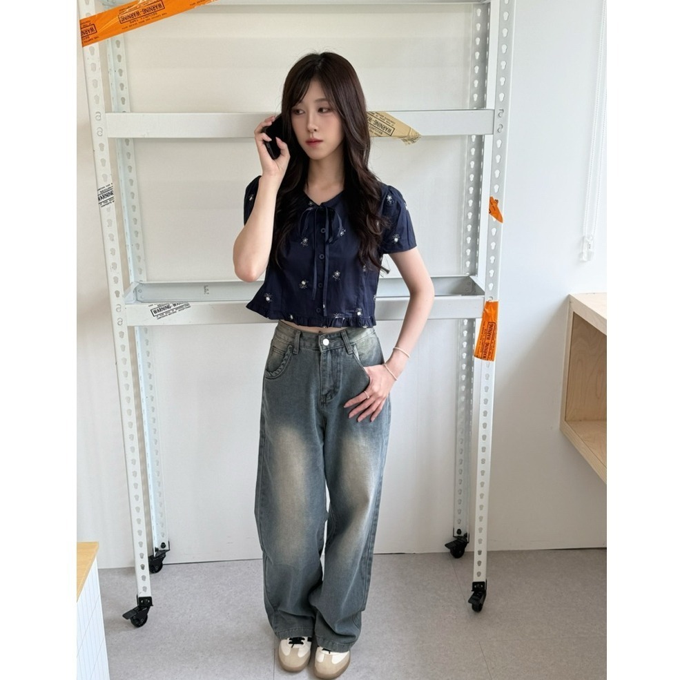 bunny_stall (現貨)每天穿不膩的柔軟美式復古刷色牛仔長褲/S-L-細節圖8