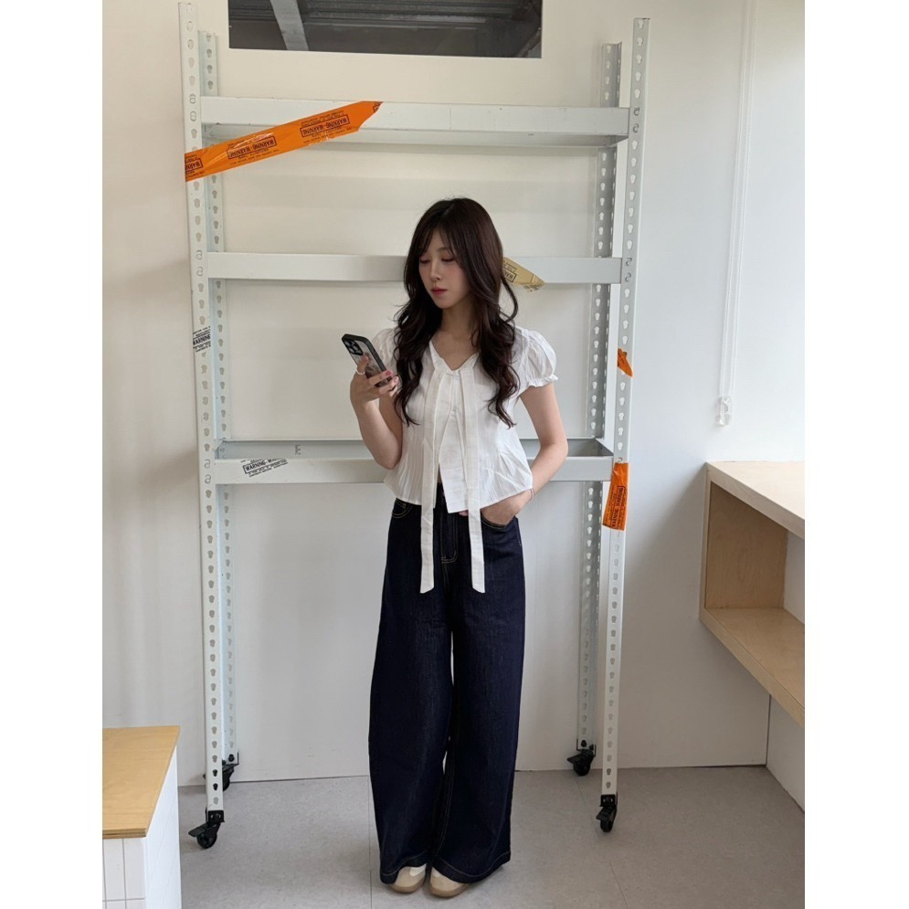 bunny_stall 雲端情書💌簡約設計感泡泡袖繫帶短版襯衫/S-L-細節圖4