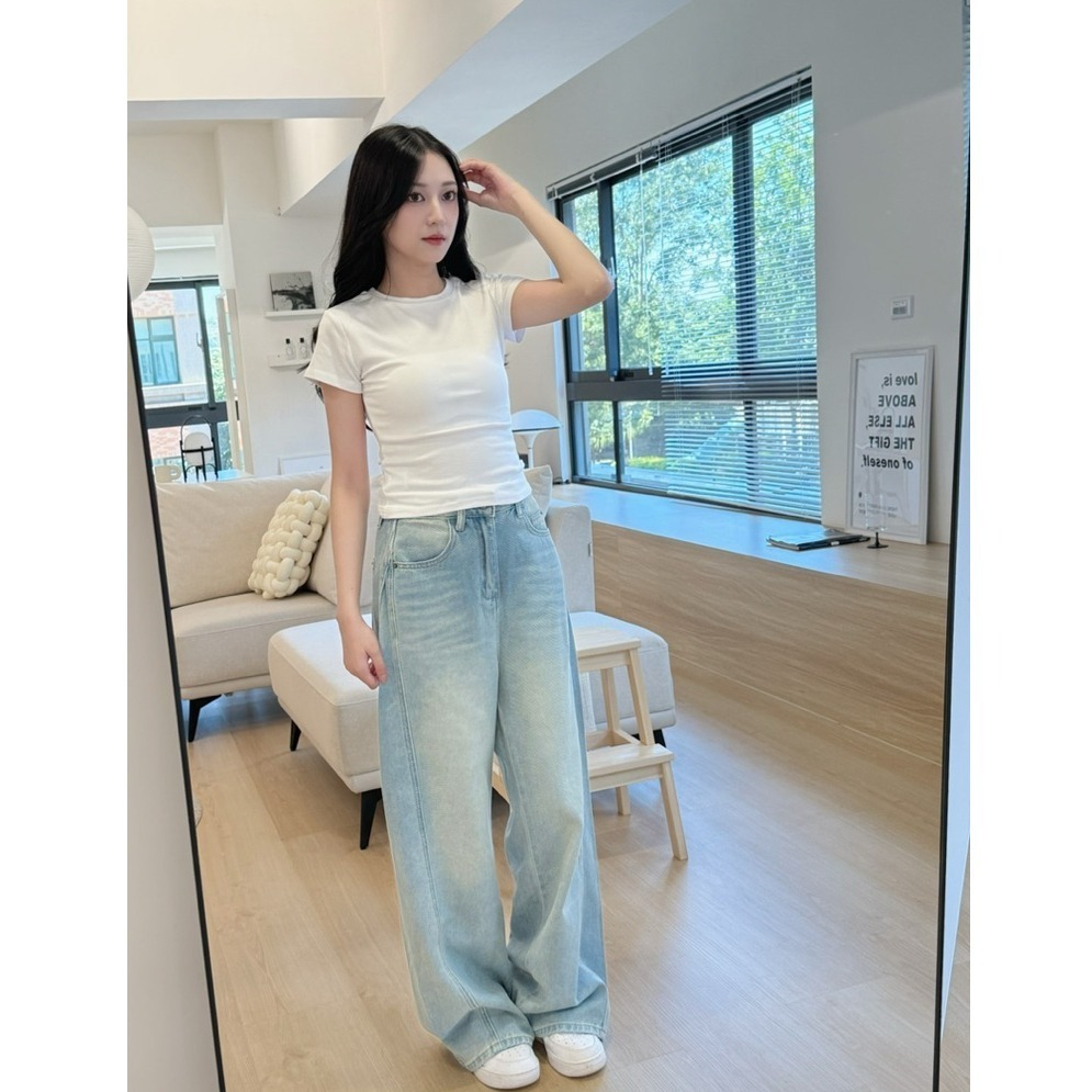 bunny_stall (現貨)一年四季都百搭的柔軟彎刀褲/牛仔長褲/S-L-細節圖3