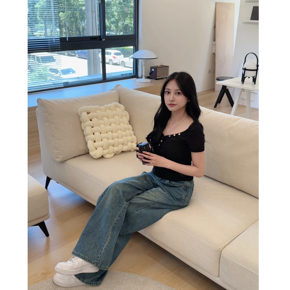 bunny_stall (現貨)一年四季都百搭的柔軟彎刀褲/牛仔長褲/S-L-細節圖7