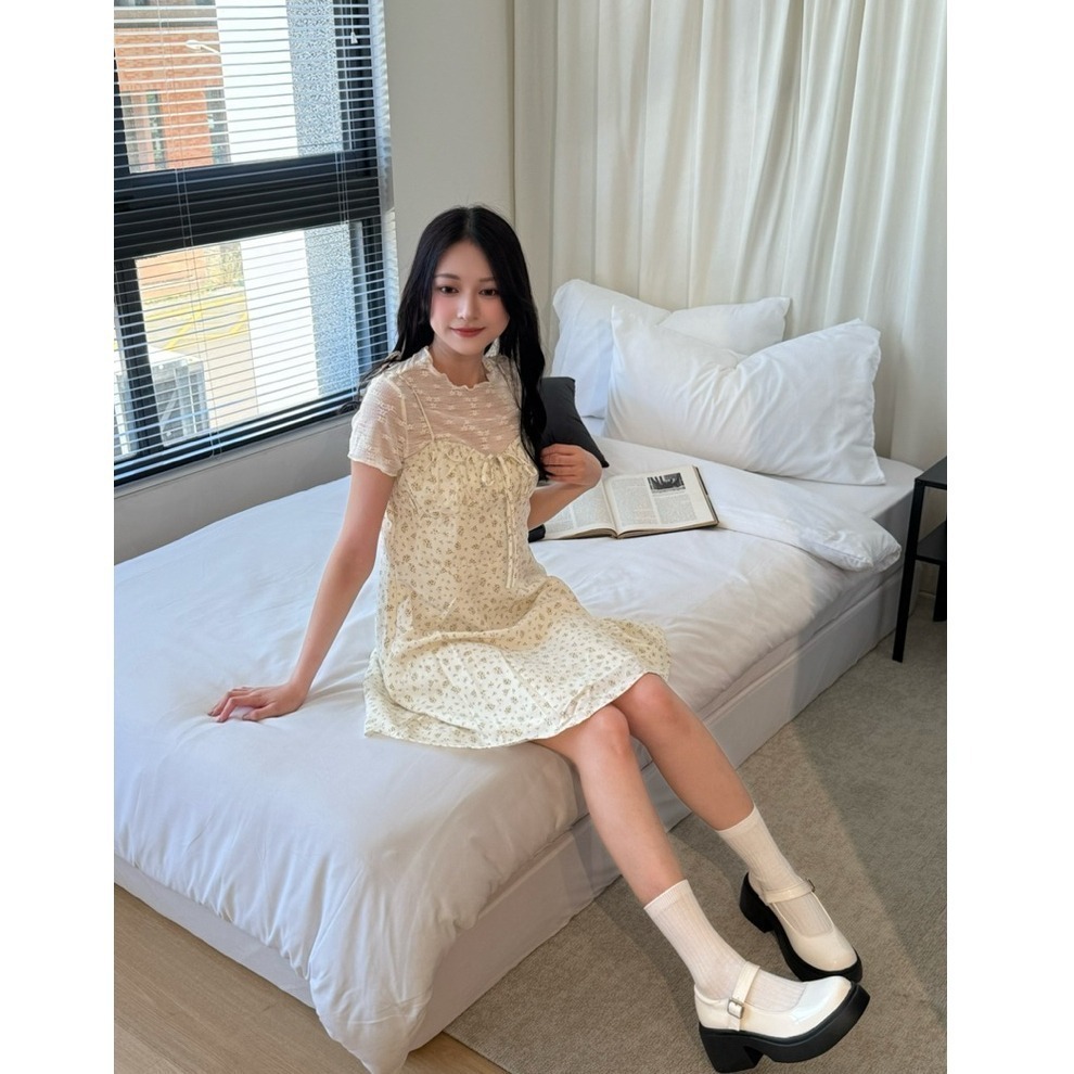 bunny_stall (現貨)最適合渡假的洋裝🌷經典碎花收腰吊帶裙/M-L-細節圖6