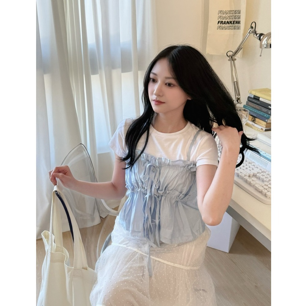 bunny_stall 層次穿搭必備🩵可調節式的緞面感外搭吊帶背心-規格圖7